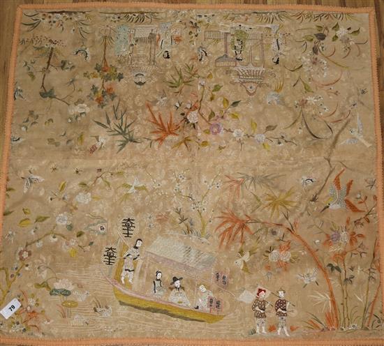 A Chinese silkwork panel, 92 x 100cms